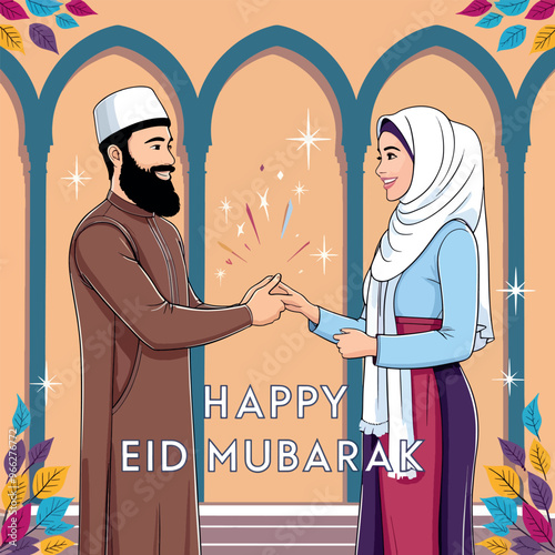 Warm Eid Mubarak Greetings Illustration







