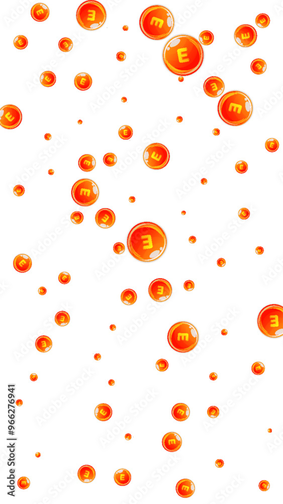 Vitamin E round capsules scattered randomly. Vitamin E round capsules scattered randomly.