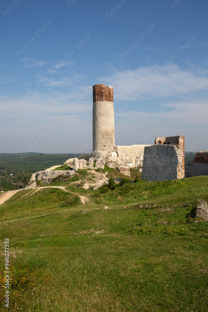 Olsztyn, Silesia, Poland - September 16, 2020: Ruins of medieval gothic Olsztyn Castle located on the Polish Jurassic Highland