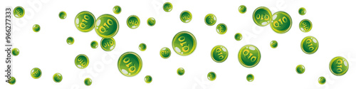 Vitamin Q10 round capsules scattered randomly.