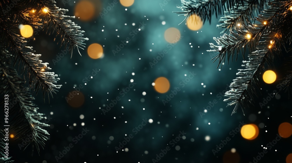 Soft snow falls as beautifully decorated trees frame a festive nativity scene at night Soft snow falls as beautifully decorated trees frame a festive nativity scene at night