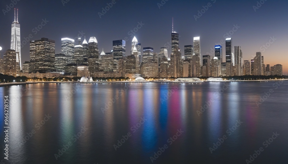 Fototapeta premium modern city skyline - Illustration - Wall Paper