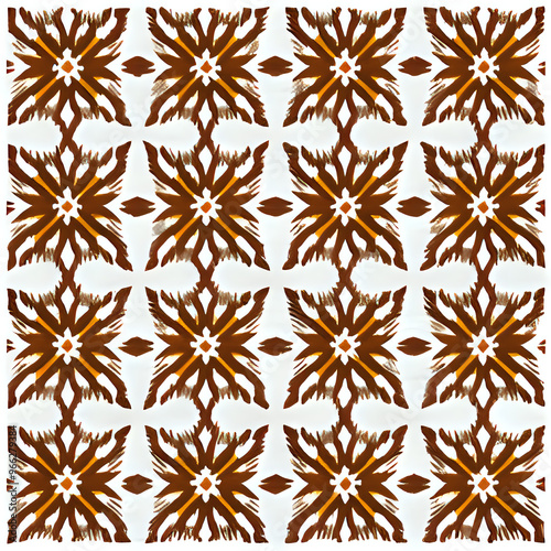 Abstract ethnic seamless pattern with geometric elements. Beautiful boho design for textile, wallpaper, rug, carpets - generative AI