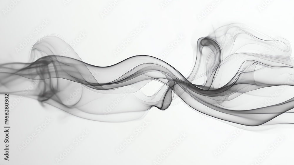 Abstract black smoke wave flowing gracefully against a white background, creating a sense of movement and elegance. Abstract black smoke wave flowing gracefully against a white background, creating a sense of movement and elegance.