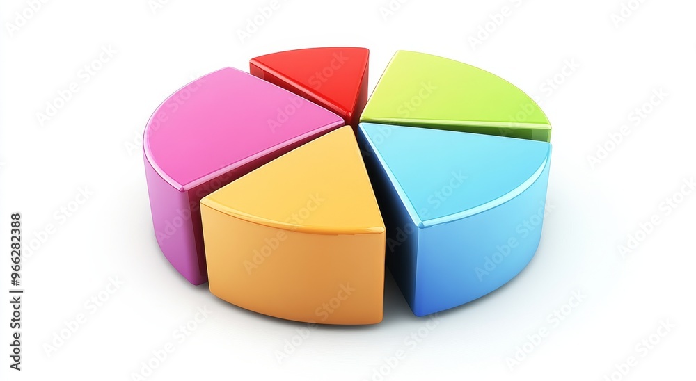 Obraz premium Colorful 3D pie charts and bar graphs depicting data analysis and visualization in a business report