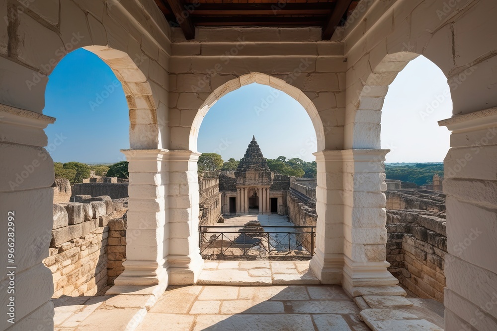 Rustic White Stone Archway Offering Stunning Panoramic Views of Ancient Architecture Rustic White Stone Archway Offering Stunning Panoramic Views of Ancient Architecture