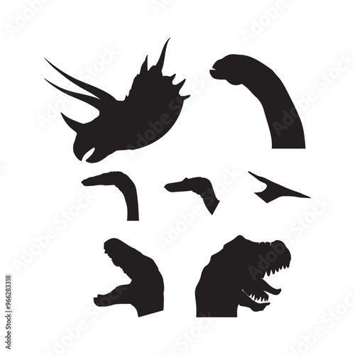 dinosaur head silhouettes