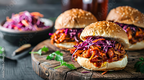 Pulled Bbq Jackfruit Sandwiches With Coleslaw.