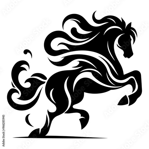 Wallpaper Mural Galloping Horse Silhouette – Bold Black Shape in Powerful Pose Torontodigital.ca