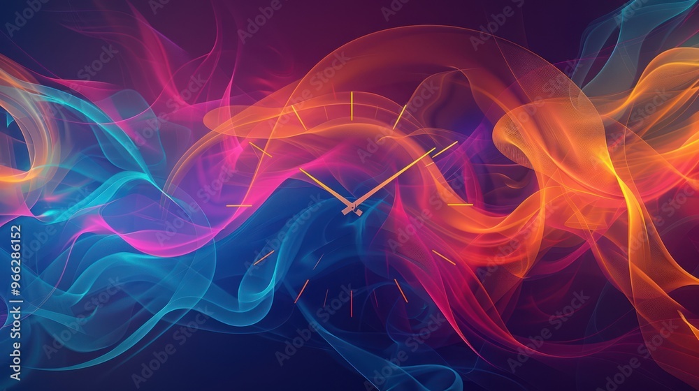 Obraz premium Abstract Clock with Flowing Colors