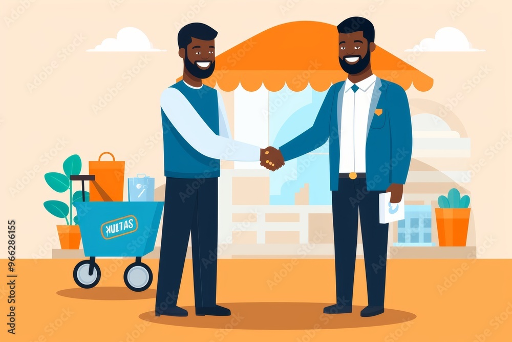 Sales representative presenting products in a retail store for potential customers Sales representative presenting products in a retail store for potential customers