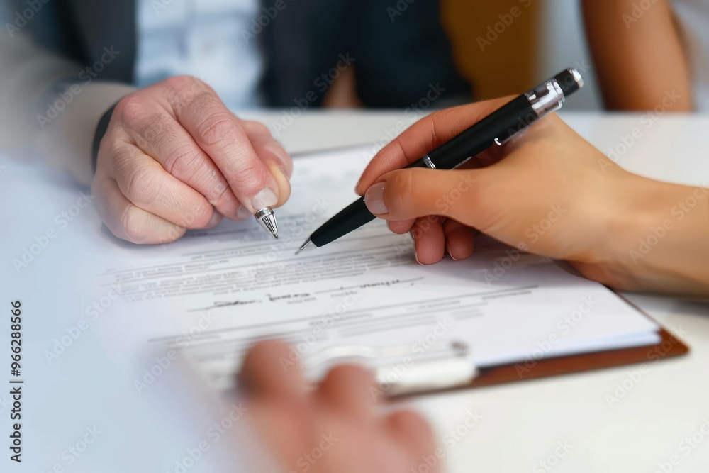 Signing a contract or agreement for an investment at a business meeting. Closeup of hands filling in a form or legal document for a financial partnership inside an office by a sales employee Signing a Signing a contract or agreement for an investment at a business meeting. Closeup of hands filling in a form or legal document for a financial partnership inside an office by a sales employee Signing a