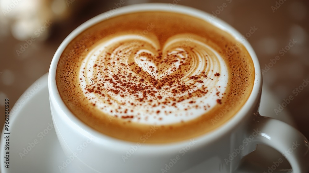 Close-Up of Coffee Cup with Heart-Shaped Latte Art Close-Up of Coffee Cup with Heart-Shaped Latte Art