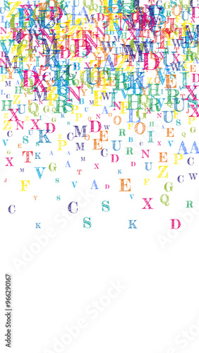 Scattered letters of latin alphabet. Colorful