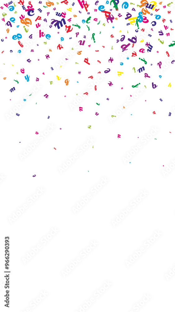 Flying latin letters. Colorful childish scattered Flying latin letters. Colorful childish scattered