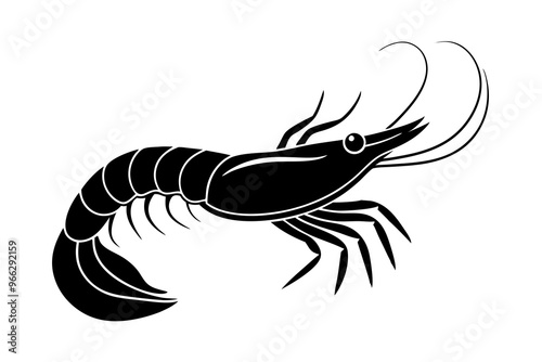shrimp vector silhouette, shrimp icon vector, Sea lobster	