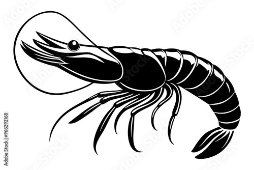 shrimp vector silhouette, shrimp icon vector, Sea lobster	