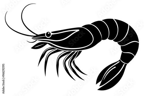 shrimp vector silhouette, shrimp icon vector, Sea lobster	