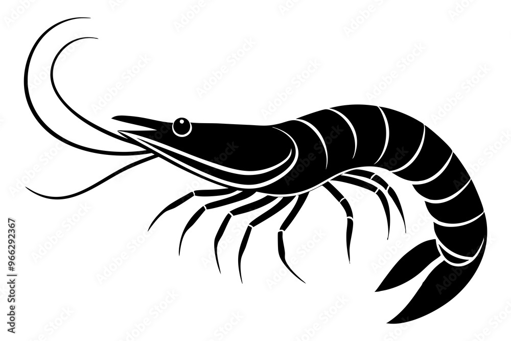 shrimp vector silhouette, shrimp icon vector, Sea lobster shrimp vector silhouette, shrimp icon vector, Sea lobster