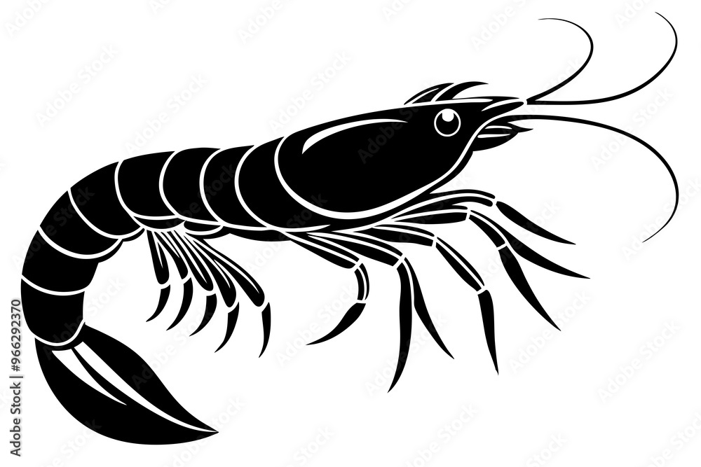 shrimp vector silhouette, shrimp icon vector, Sea lobster shrimp vector silhouette, shrimp icon vector, Sea lobster