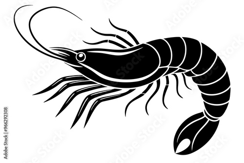 shrimp vector silhouette, shrimp icon vector, Sea lobster	