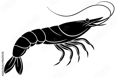 shrimp vector silhouette, shrimp icon vector, Sea lobster	