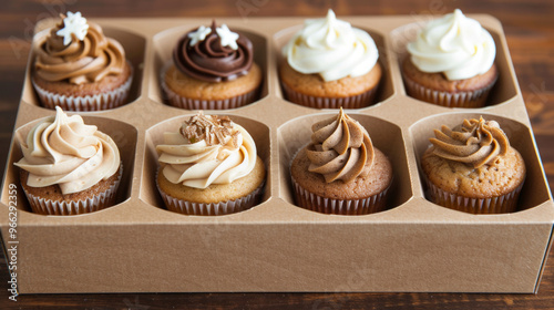 Cupcake Insert: Cardboard or foam insert used to keep cupcakes in place inside a box photo