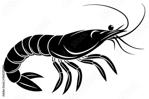 shrimp vector silhouette, shrimp icon vector, Sea lobster	