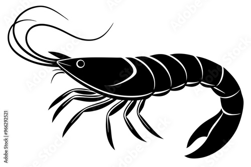 shrimp vector silhouette, shrimp icon vector, Sea lobster	