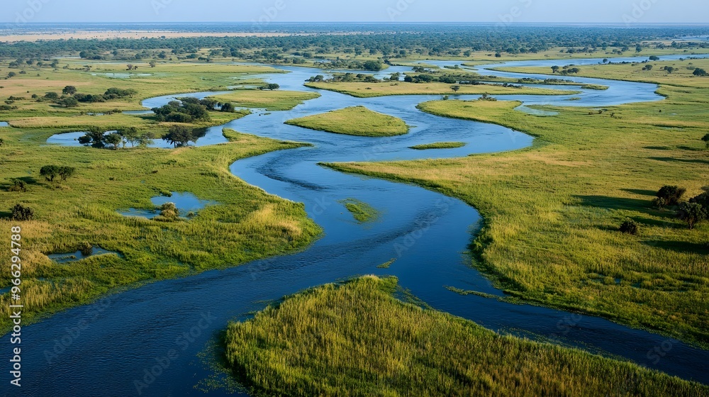 17. A picturesque delta with braided river channels flowing through lush wetlands and teeming with wildlife 17. A picturesque delta with braided river channels flowing through lush wetlands and teeming with wildlife
