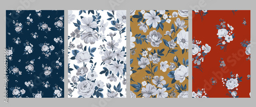 Seamless pattern with vintage roses for summer dress fabrics