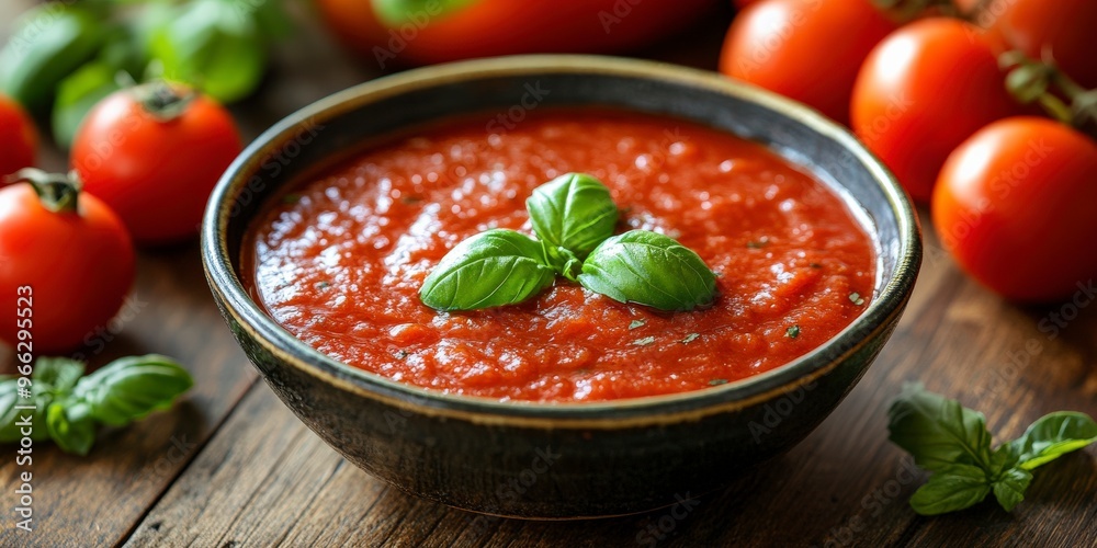 Fresh Italian Marinara Sauce with Basil and Tomatoes Fresh Italian Marinara Sauce with Basil and Tomatoes