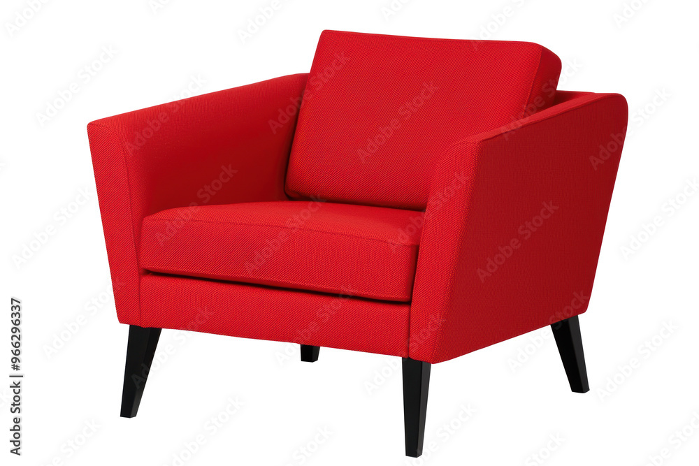 Red armchair with cushioned seat and backrest, featuring a modern design with comfortable seating. Ideal for living rooms, offices, or lounge spaces. Isolated on transparent background, png. Red armchair with cushioned seat and backrest, featuring a modern design with comfortable seating. Ideal for living rooms, offices, or lounge spaces. Isolated on transparent background, png.