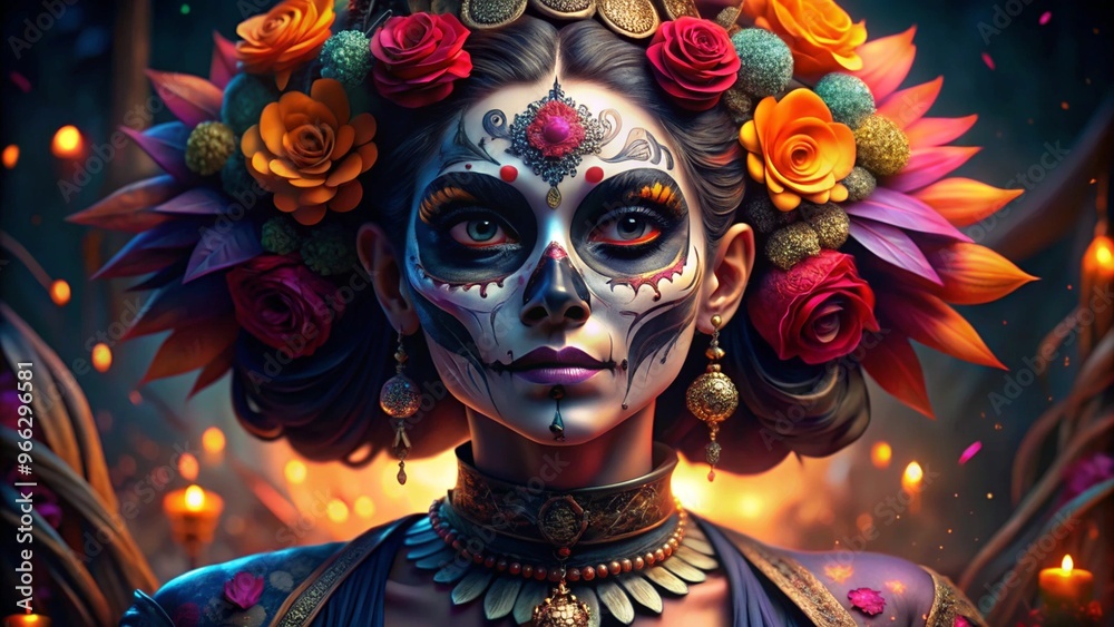 Stunning Catrina Makeup with Intricate Designs and Vibrant Colors for Celebrations and Festivals Stunning Catrina Makeup with Intricate Designs and Vibrant Colors for Celebrations and Festivals