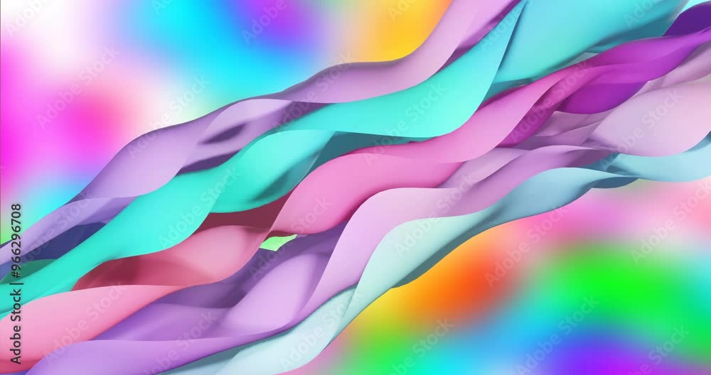 Animation of multi coloured layers waving over vibrant background Animation of multi coloured layers waving over vibrant background