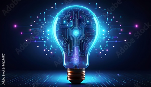 Technology light bulb in the dark