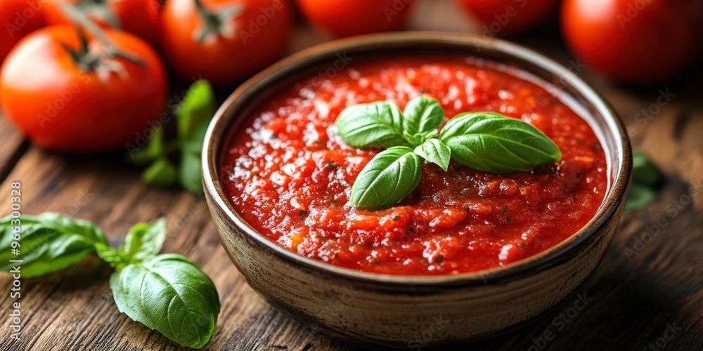 Fresh Italian Marinara Sauce with Basil and Tomatoes Fresh Italian Marinara Sauce with Basil and Tomatoes