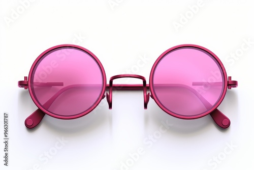 Stylish pink glasses isolated on a clean white background for fashion and accessory inspiration photo