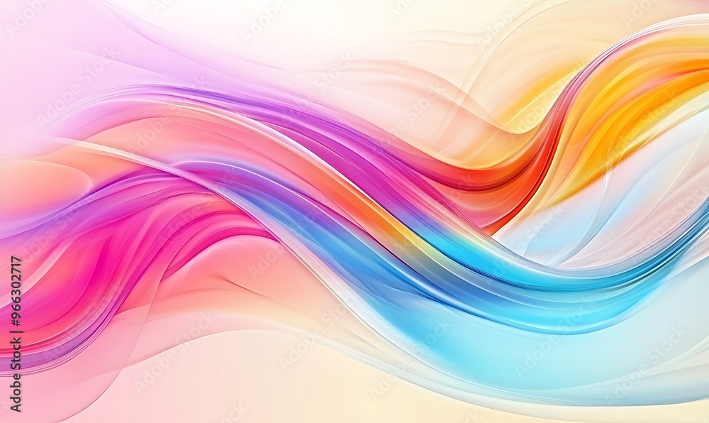 Colorful smooth wavy lines create a dynamic wave on white background Colorful smooth wavy lines create a dynamic wave on white background