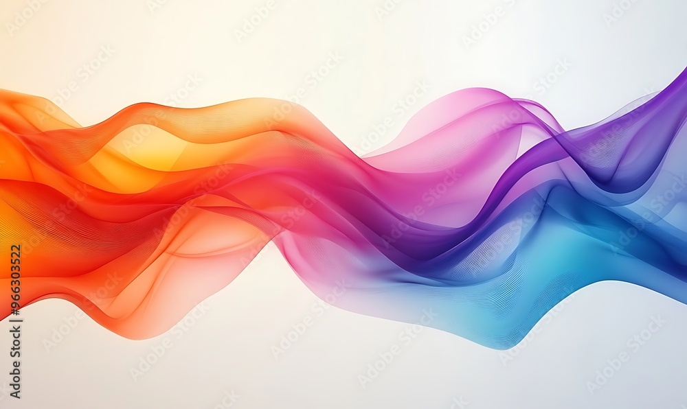 Colorful smooth wavy lines create a dynamic wave on white background Colorful smooth wavy lines create a dynamic wave on white background