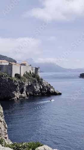 View of Dubrovnik Old Town, City Walls, and Adriatic Sea - Scenic Video