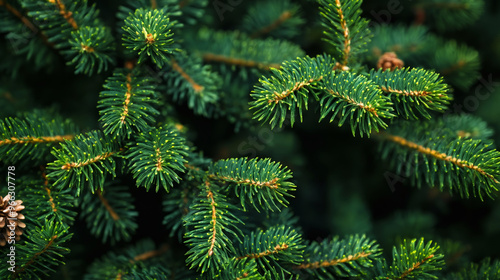 A close up of a pine tree with cones on it