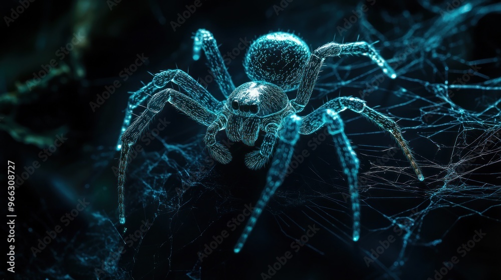 A close-up view of a spider on its web, showcasing intricate details and textures. A close-up view of a spider on its web, showcasing intricate details and textures.