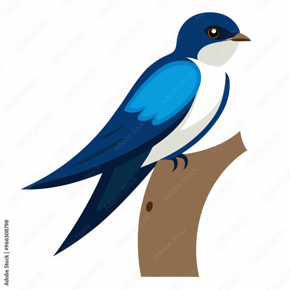 Obraz premium Tree Swallow bird in a tree trunk vector illustration