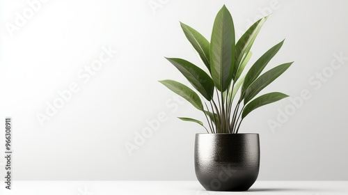 Contemporary indoor plant with a sleek, minimalistic pot, set against a transparent background for a modern touch