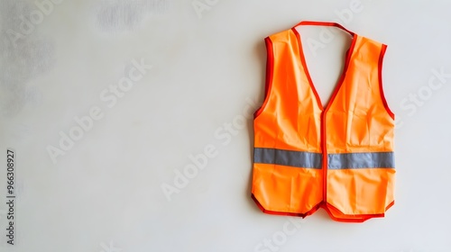 A serene image of a safety vest laid out on a clean, light background, symbolizing preparedness,No blurriness