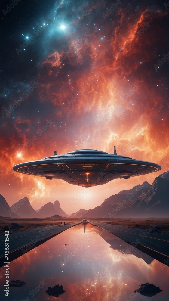 A futuristic spaceport with glowing spacecraft docked against the backdrop of a nebula. A futuristic spaceport with glowing spacecraft docked against the backdrop of a nebula.