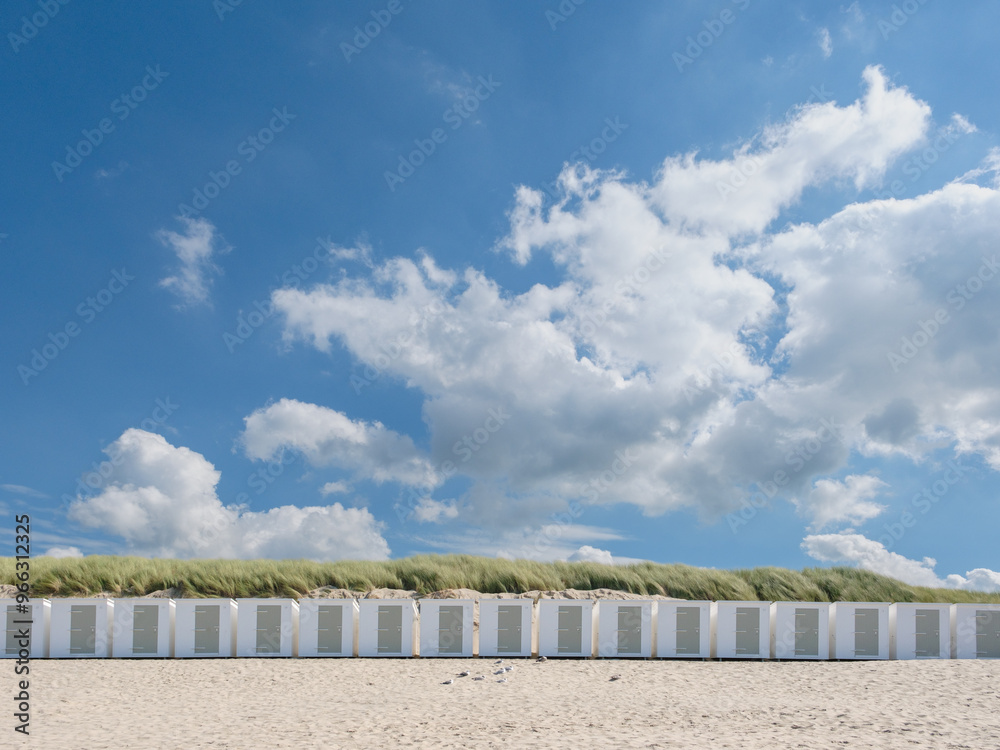 Fototapeta premium Strandhuisjes Bergen aan Zee, Noord-Holland province, The Netherlands