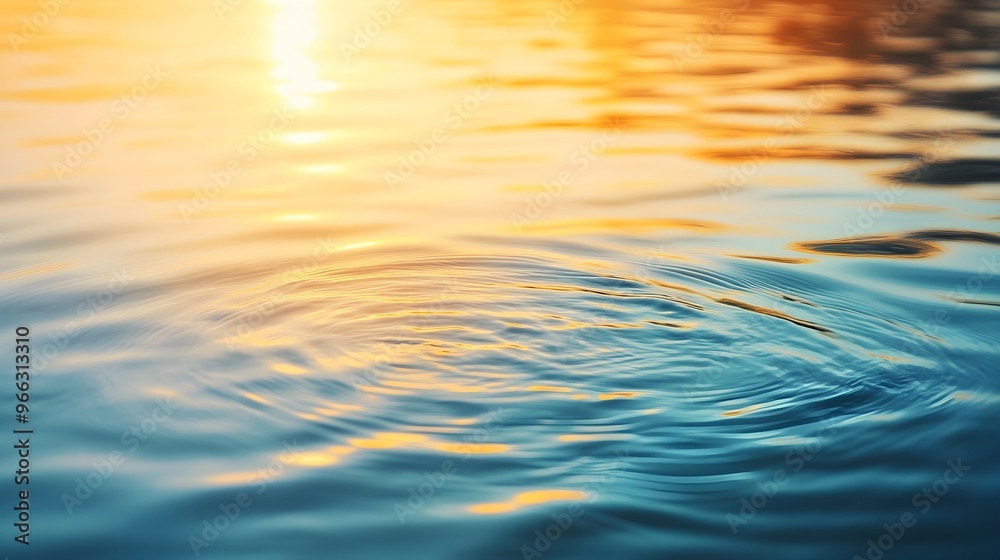 Gentle ripples on a crystal-clear lake, illuminated by the golden glow of sunset, perfect for serene backgrounds,No blurriness Gentle ripples on a crystal-clear lake, illuminated by the golden glow of sunset, perfect for serene backgrounds,No blurriness