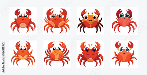 Cartoon Red Crab - Fun and Playful Printable Graphic Design for Coastal and Beach Themes photo